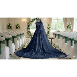 Robe de mariée blanche et bleu nuit nadim